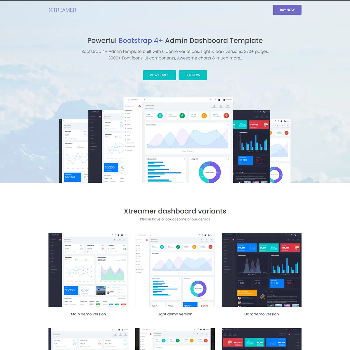 Xtreamer - Responsive Bootstrap Admin TemplatesNo No support Regular License