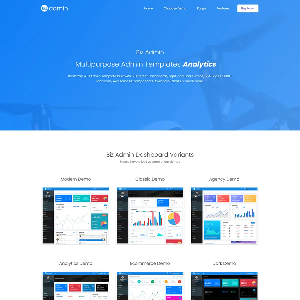Bizadmin - Multipurpose Bootstrap 4 Admin Templates + UI KitNo No support Regular License