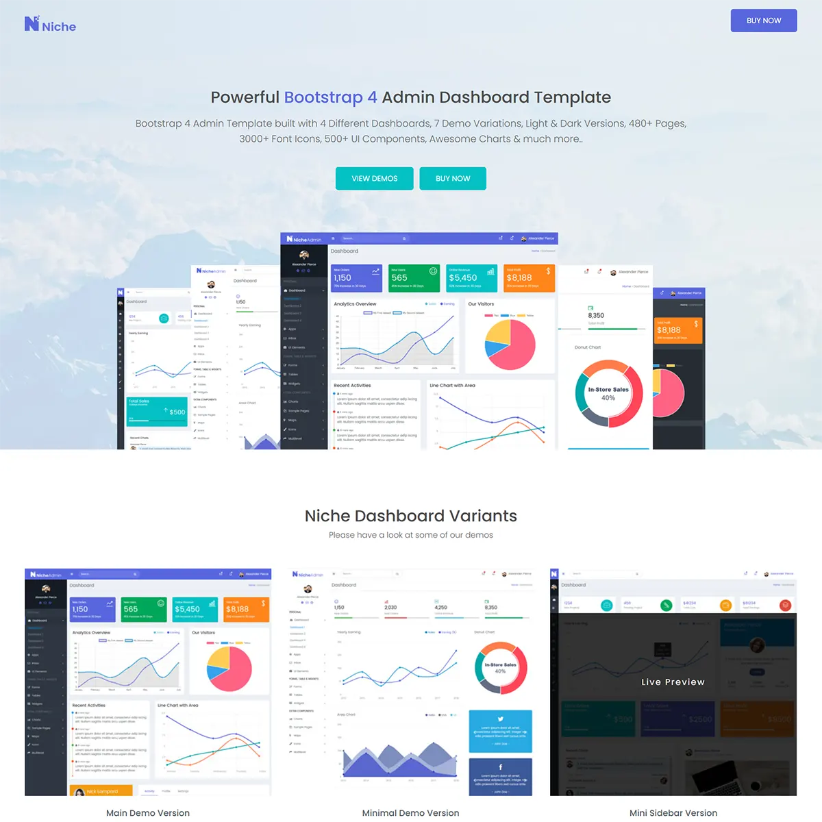 Niche - Powerful Bootstrap 4 Dashboard and Admin TemplateNo No support Regular License