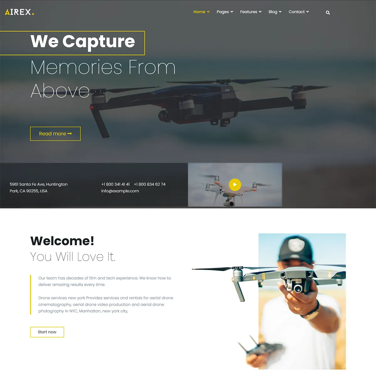 Airex - Joomla 5 Drone and Copter Photography & Videography Template