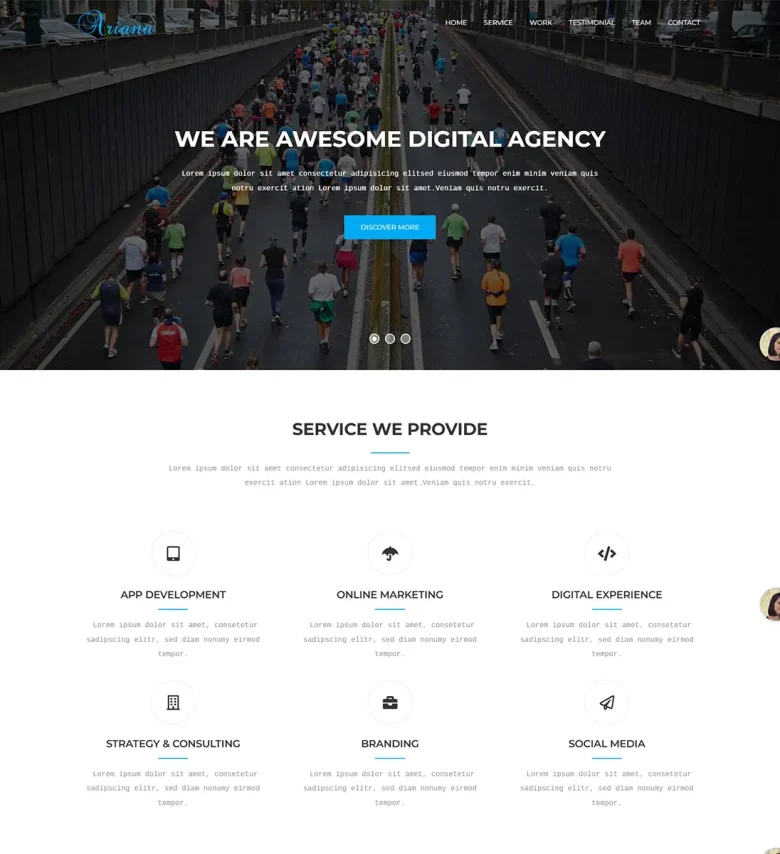 Ariana - Digital Agency One Page Joomla 5 Template