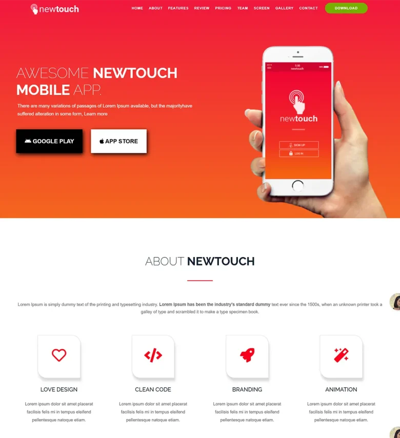 Newtouch - App Landing Technology Joomla 5 Template
