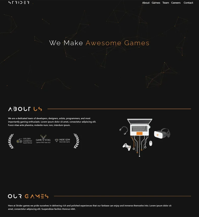 Strider - Joomla 5 A Game Studio Template