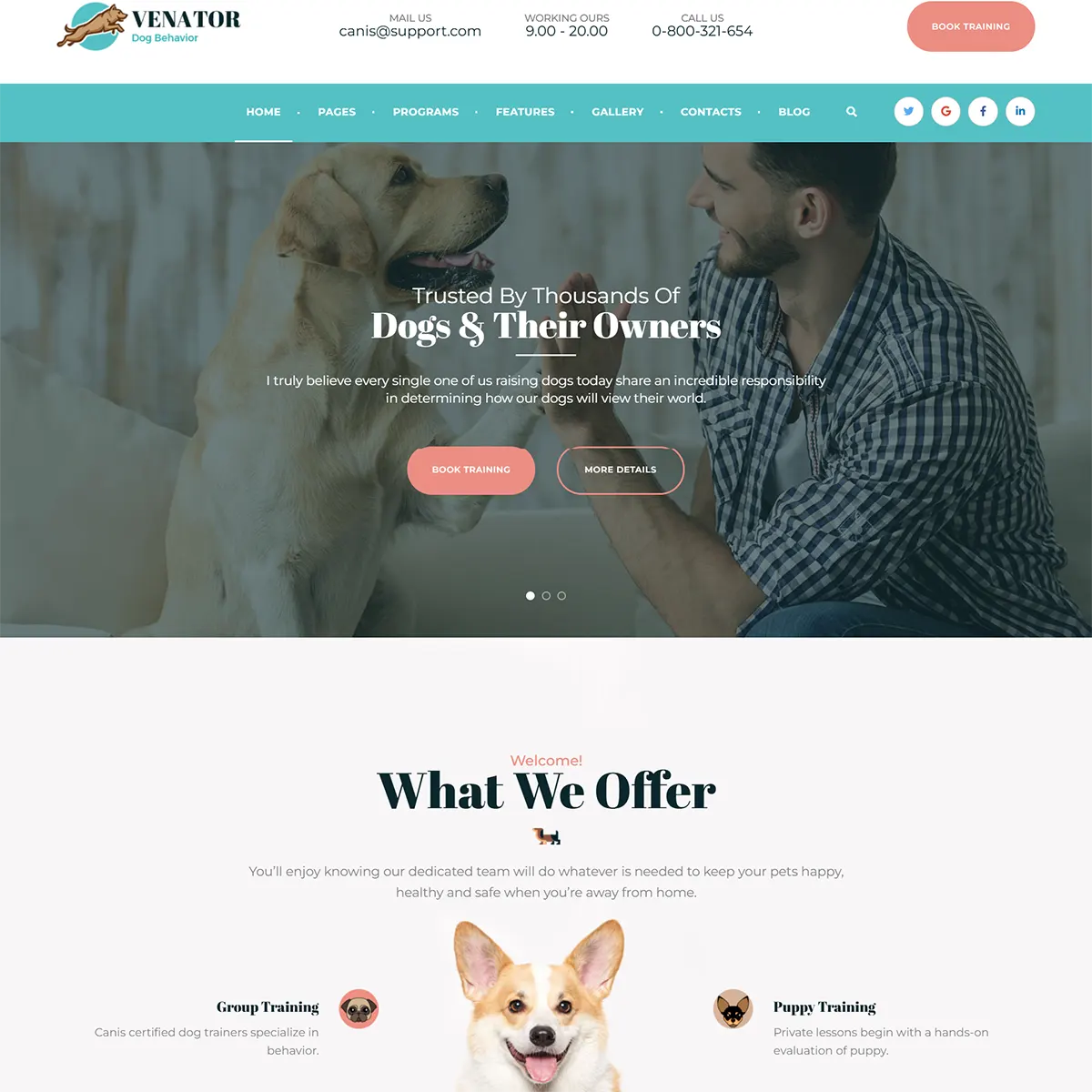 Venator - Joomla 5 Dog Behavior Training Template | Pet Care